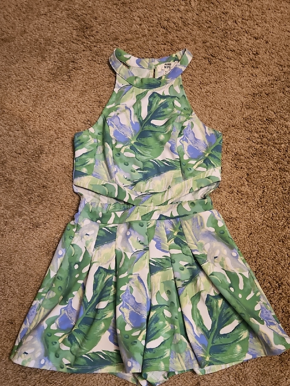 NYC Girls Green & Blue Tropical Romper